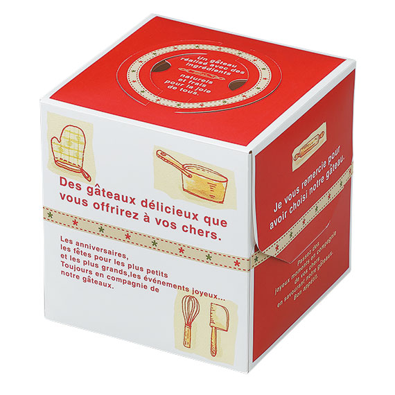 (対象画像) おいしいケーキ箱赤色 120H 3号（25枚入）